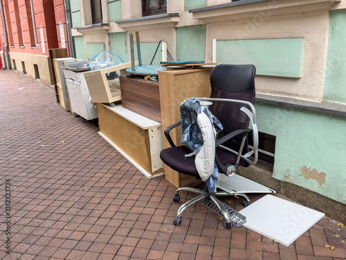 Furniture from an Apartment Clearance on the Street Ready for Bulky Waste Collection and Recycling