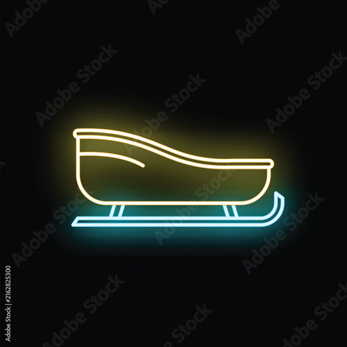 Foto Sleigh creating glowing neon sign effect on dark background