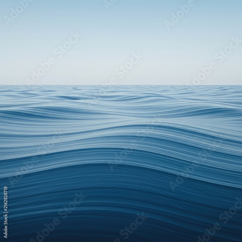 A painterly flowing abstraction featuring soft lines where watery blues meet misty grays, suggesting a calm, endless boundary ,contemporary ,digital ,soft