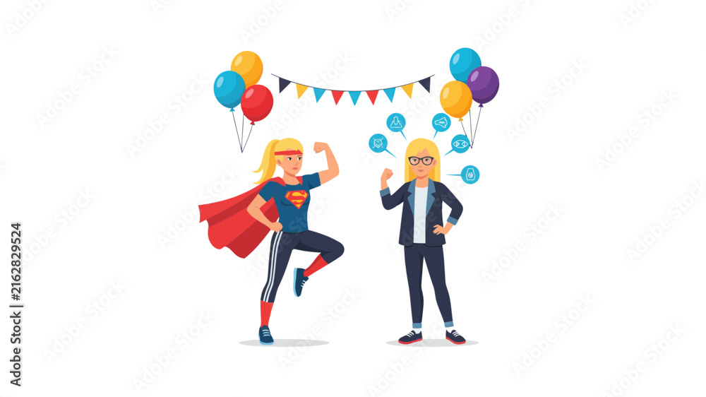 Fototapeta premium Empowered Business Woman and Superhero Alter Ego