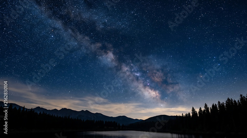 Milky Way Galaxy Above Mountain Landscape at Night