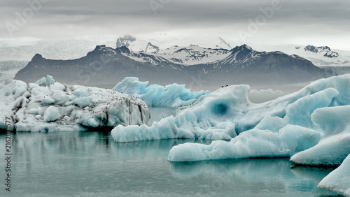Bild auf Leinwand Ice floes on a lake in Iceland, abstract landscape