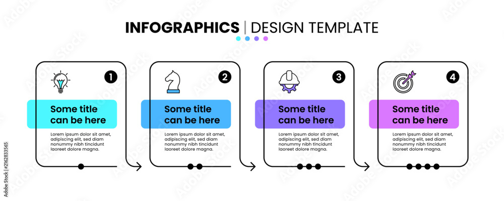 Fototapeta premium Infographics template. 4 line banners with icons