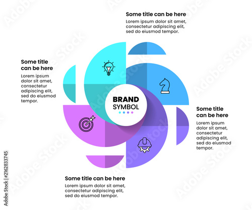 Infographic template. Circle with icons and 4 options