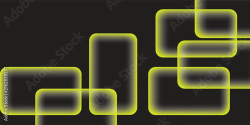 Abstract dark background with glowing yellow neon rectangle frames, futuristic geometric shapes, and cyber technology style for gaming poster, website banner, and digital wallpaper
