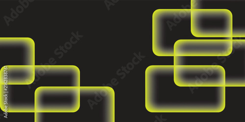 Abstract dark background with glowing yellow neon rectangle frames, futuristic geometric shapes, and cyber technology style for gaming poster, website banner, and digital wallpaper