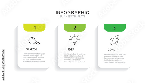 Timeline infographics design template. Business concept with 3 steps, options, arrow. Vector illustration.