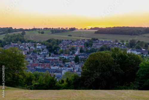 Canvas Print Summer landscape, The terrain hill countryside in Zuid-Limburg, Small houses on
