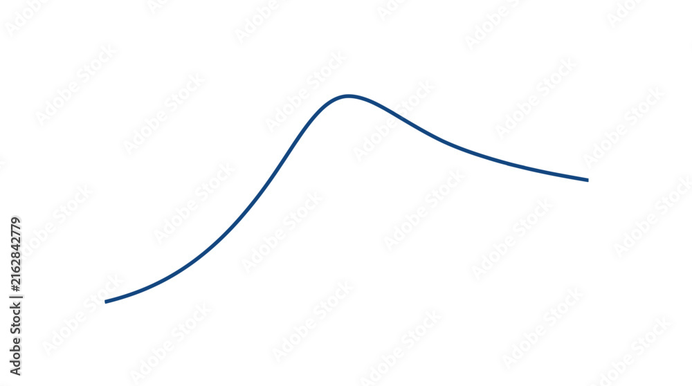 Fototapeta premium Bell curve line displays data peak.
