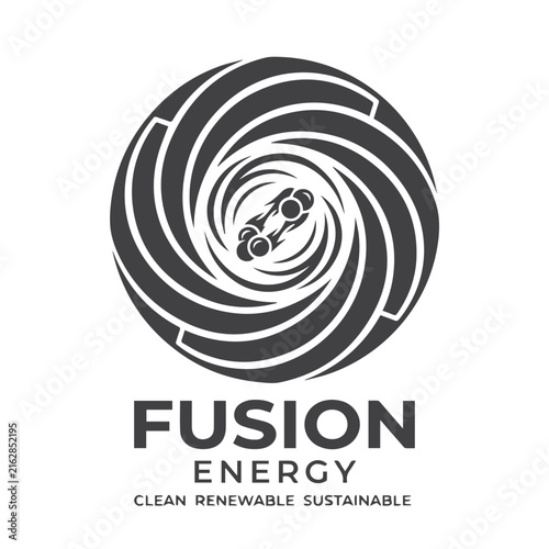 Fusion energy clean renewable sustainable circular vortex logo with green power