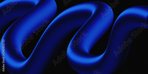 Abstract dark blue background with wavy tubular shapes and trendy grainy texture. Hand crafted digital abstract background.