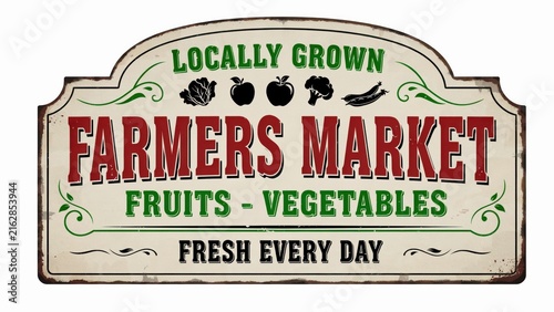 Farmers market sign locally grown fresh produce