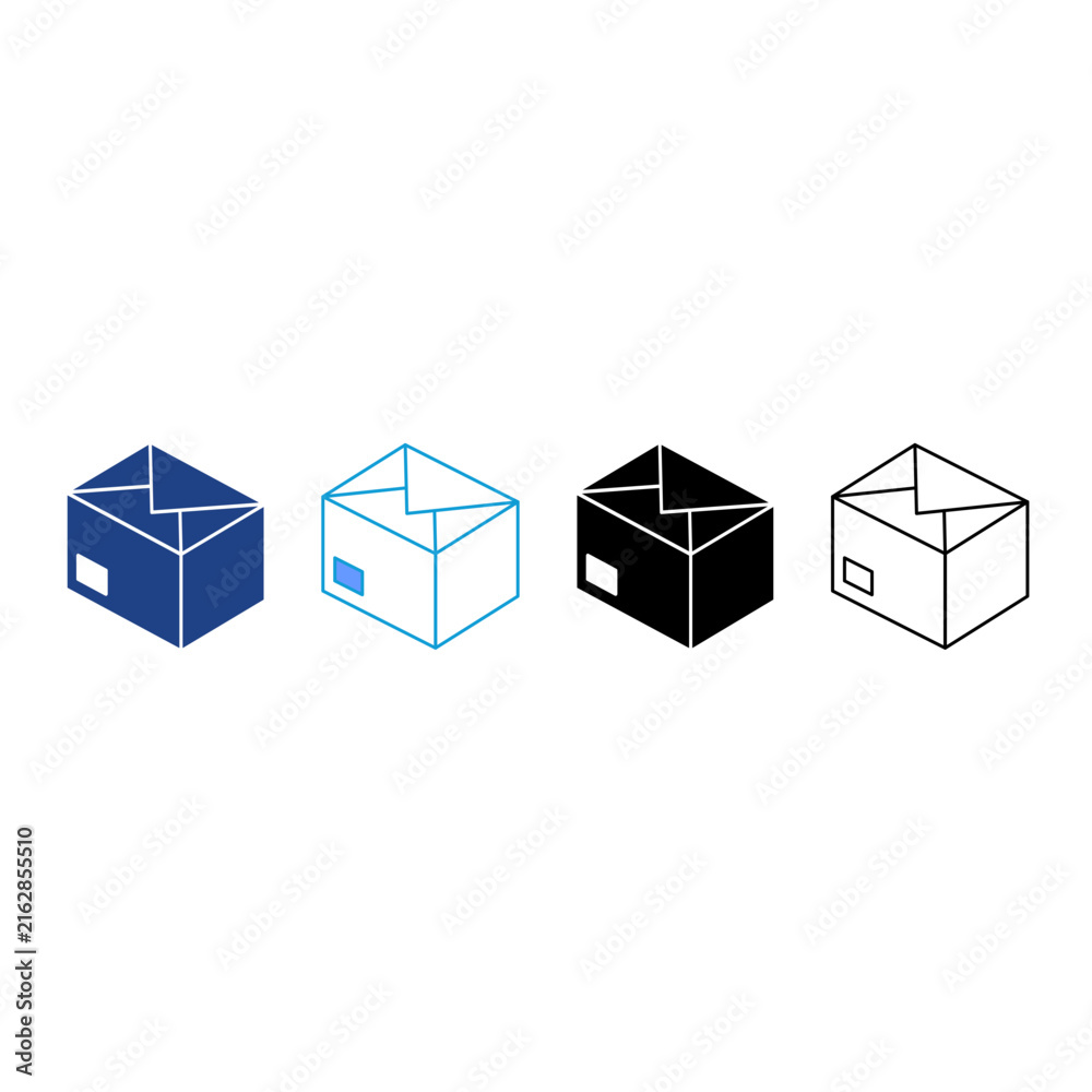 Naklejka premium Box Icon Set Multiple Style