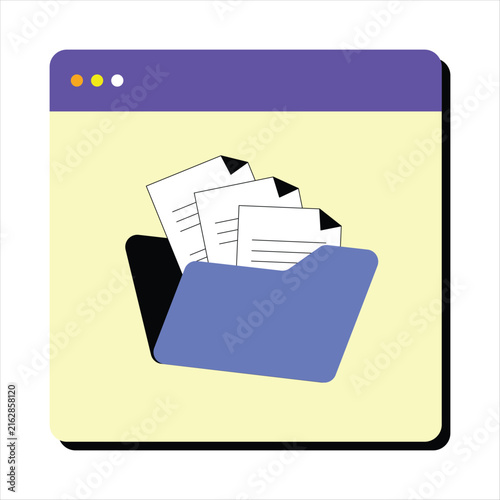 Conceptual illustration depicting digital document management and organized file storage within a browser interface, symbolizing efficient data handling and accessible information systems