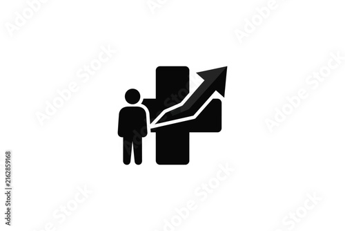 Healthcare growth icon representing medical progress and patient wellbeing.