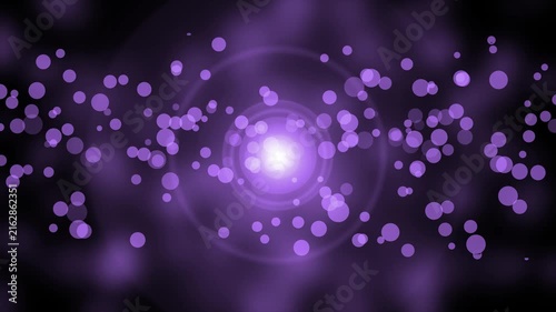 Abstract bokeh light burst with circular lens flare and scattered glowing background animation