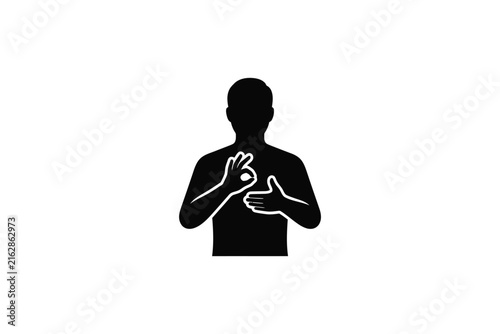 Silhouette of a person making a hand gesture of understanding and agreement.