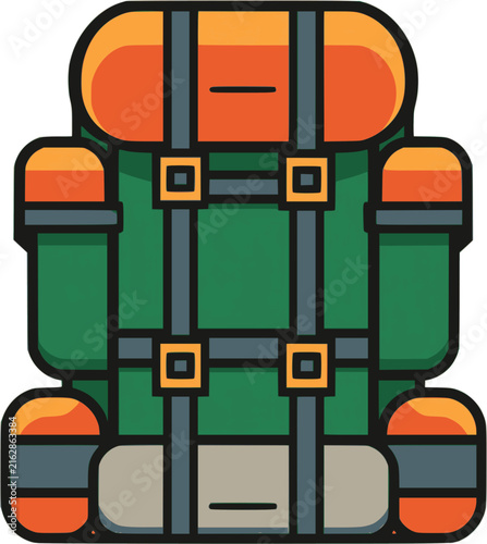 Adventure Travel Backpack Icon Flat Vector for Hiking and Camping