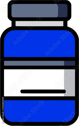 Vitamin Pill Bottle Icon Flat Vector for Supplement and Healthcare