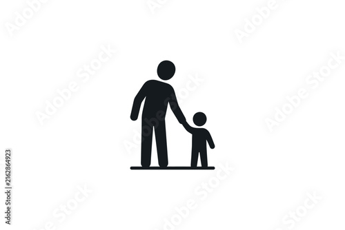 Silhouette of Adult Holding Hands with Child.