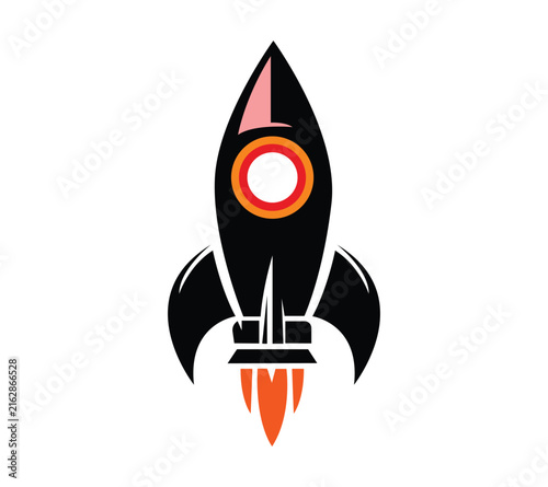 Rocket-Launch Startup Spacecraft Logo Design Futuristic Business Emblem Vector Illustration