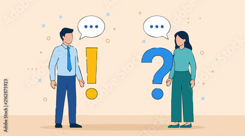 Vector illustration of communication, discussion, and problem-solving concept