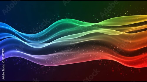 Abstract Rainbow Wave Background - A Vibrant Display of Light and Color.