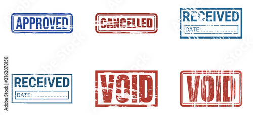 Distressed rubber stamp impressions with background professional documentation impressions featuring business status labels clean transparent background