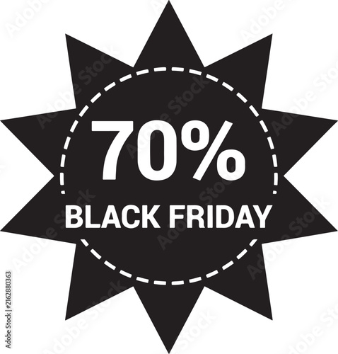 Black friday 70 percent discount star shape label vector illustration