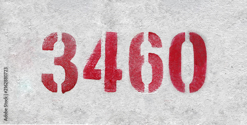 Obraz na płótnie number 3460 . Red spray paint the white wall