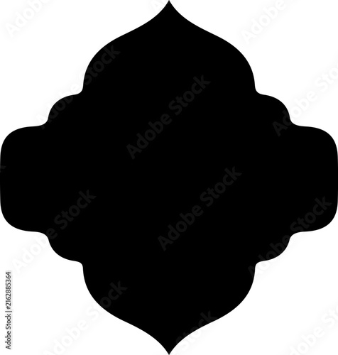 Black Arabesque Badge Shape with Pointed Top and Scalloped Sides