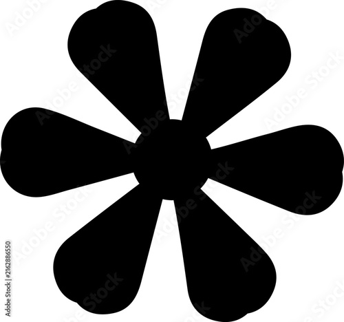 Black Nine Petal Flower Badge Shape with Rounded Curves