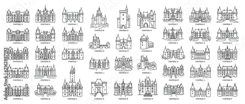 Collection of Chateau Architectural Line Drawings