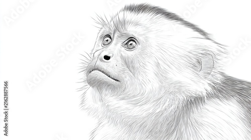 Realistic sketch of a contemplative monkey with expressive eyes