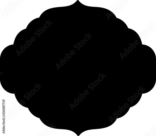 Black Moroccan Arch Badge Shape with Scalloped Pointed Top