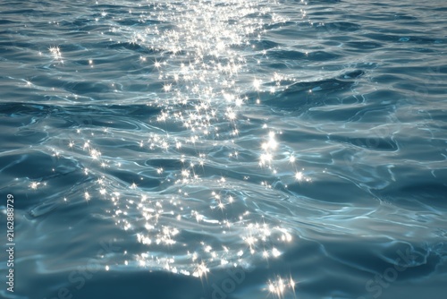Clear Blue Water Surface with Gentle Ripples and Sunlight Reflections for Relaxation and Tranquility Purposes