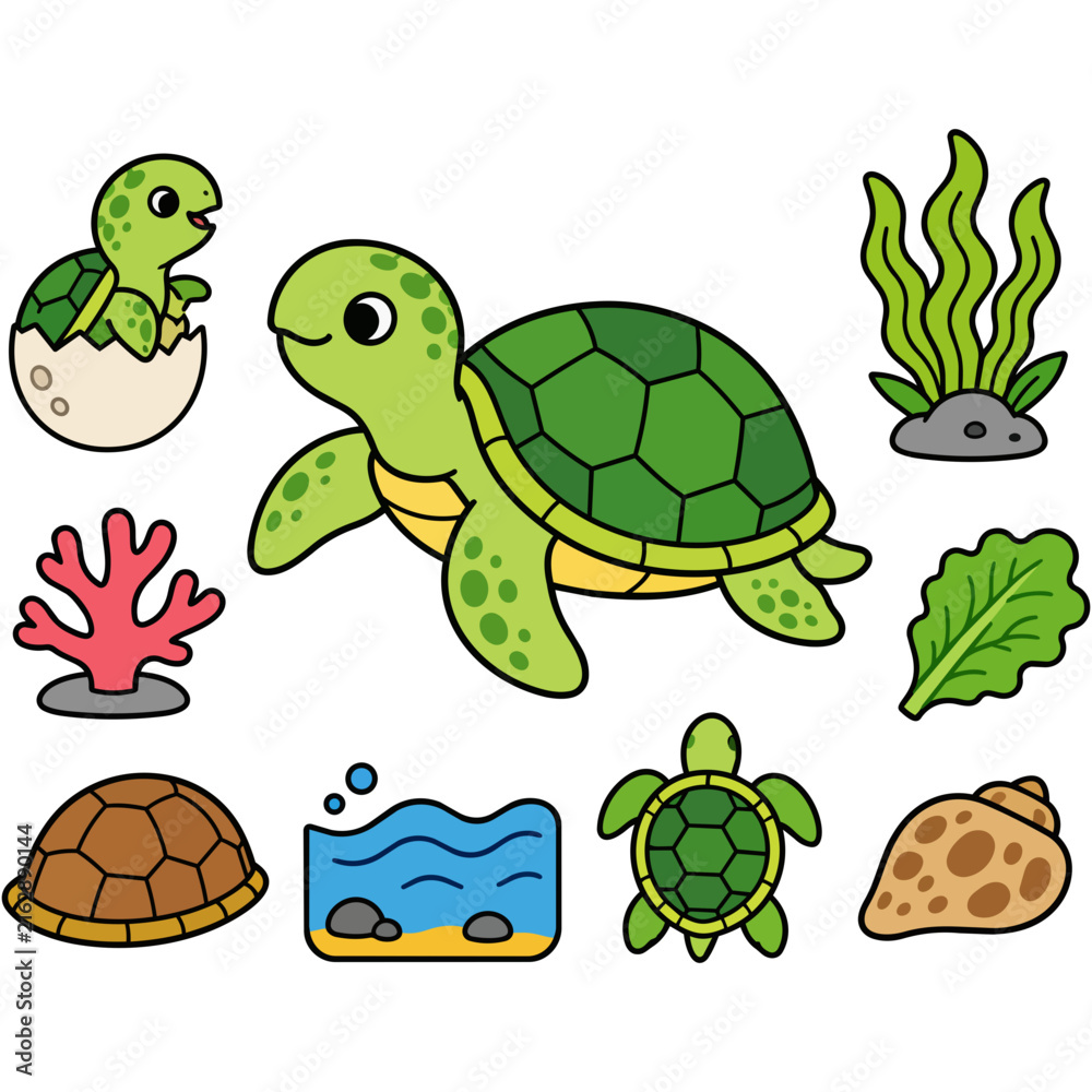 Obraz premium set of turtles illustration set