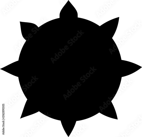 Black Round Spiky Badge Shape with Small Star Points on White Background