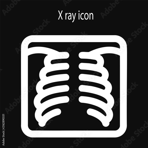Rounded chest rib cage X ray scan vector icon on dark background