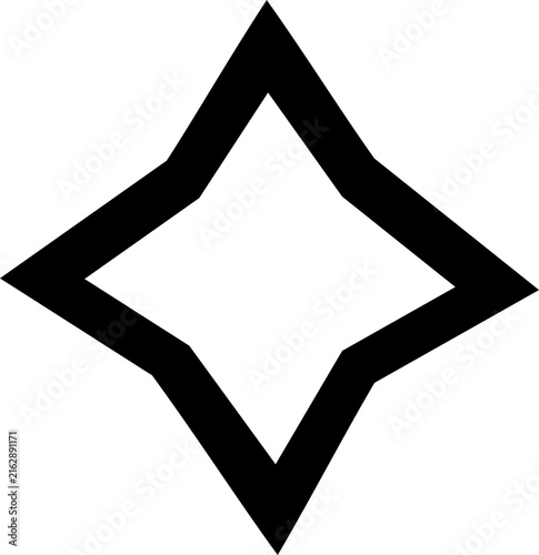 Black Diamond Star Outline Badge Shape on White Background