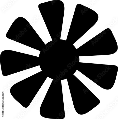 Black Flower Badge Shape with Rounded Petals on White Background