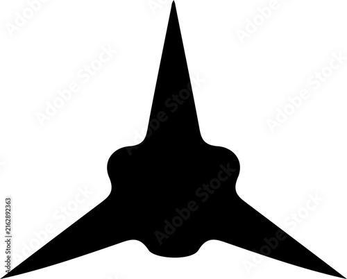 Three Pointed Star Silhouette - Shuriken Ninja Star Icon Shape