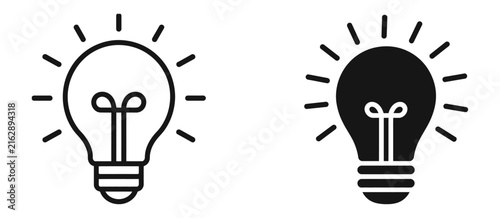 Foto Light Bulb Idea Lamp Icon, bold and line art style, creative concept, innovation, inspiration, creativity, app interface, vector symbol