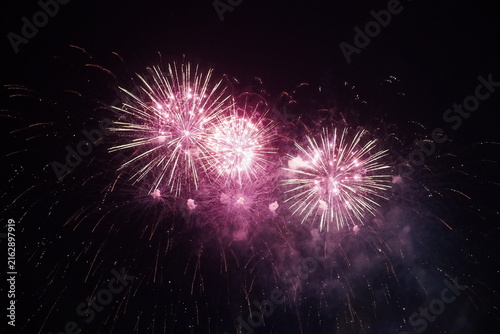A festive fireworks display at night. Firework.