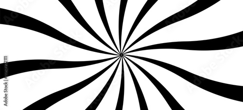 Hipnotis Hitam Dan Putih Spiral Sunburst Radial Pola Ilusi Optik Latar Belakang Untuk Desain