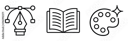Graphic design and creative workflow outline icon collection