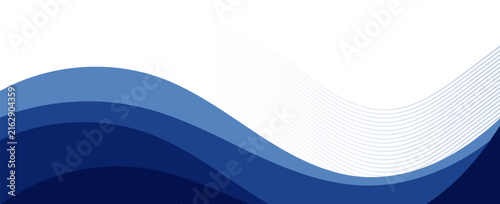 Blue gradient wave abstract background with dynamic curved shapes and thin vector lines for modern company brochure, web banner, or card template.