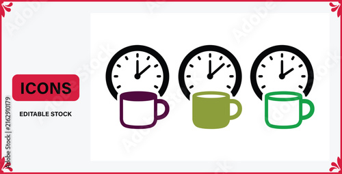 Set of clock and coffee cup time management icons vector illustration with management, schedule