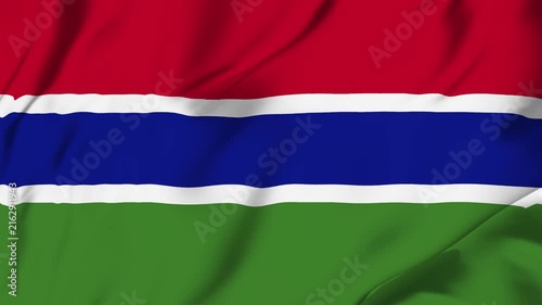 Gambia country flag waving looping seamless with fabric texture for sport nation identity background
