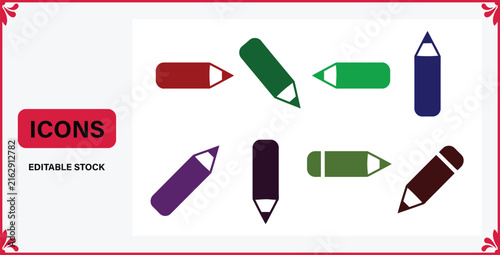 Set of colorful pencil stationery writing school supply icons vector design with stationery